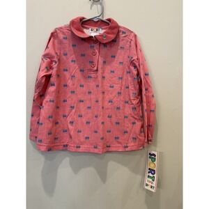 NWT Vintage Girls Toddler Sport Corp. Floral Collared Polo Size Large